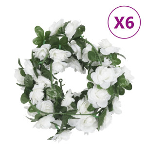 Guirnaldas de flores artificiales 6 uds blanco 240 cm D