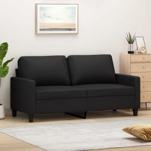 Sofá de 2 plazas de cuero sintético negro 140 cm D