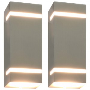 Lámparas de pared de exterior 2 uds 35 W plateado semicircular D