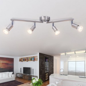 Lámpara de techo con 4 focos LED de níquel satinado D