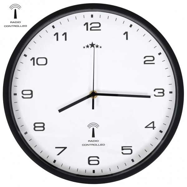 Reloj radiocontrol de pared cuarzo blanco y negro 31 cm D