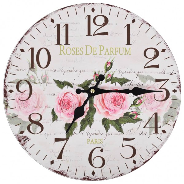 Reloj de pared vintage con flores 30 cm D
