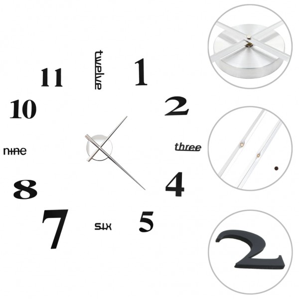 Reloj 3D de pared con diseño moderno 100 cm XXL negro D