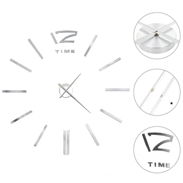 Reloj de pared 3D con diseño moderno 100 cm XXL plateado D
