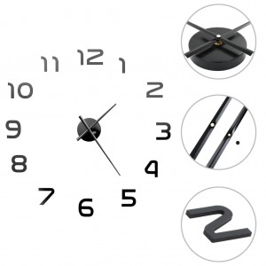 Relógio de parede 3D de design moderno 100 cm XXL preto D