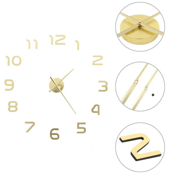 Relógio de parede 3D com design moderno 100 cm XXL dourado D