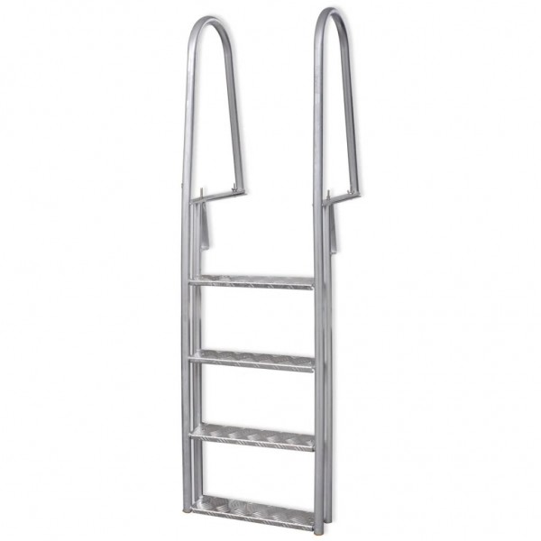 Escalera para piscina/muelle con 4 peldaños aluminio 167 cm D