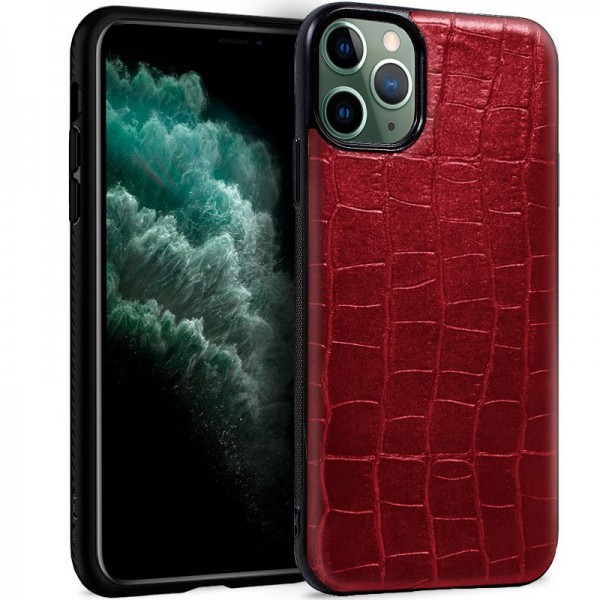 Carcasa iPhone 11 Pro Max Leather Crocodile Rojo D