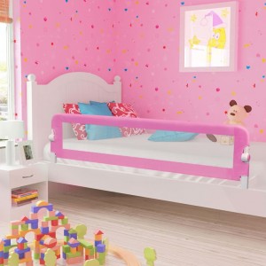 Barandilla de seguridad cama de niño poliéster rosa 180x42 cm D