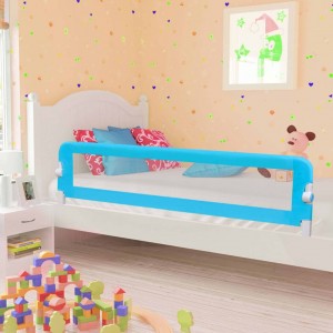 Barandilla de seguridad cama de niño poliéster azul 180x42 cm D