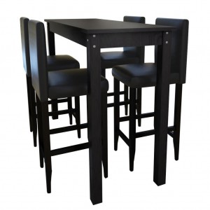 Mesa alta de cocina con 4 sillas de barra negras D