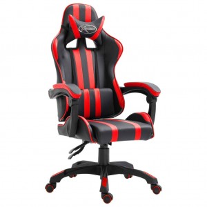 Cadeira de jogos de couro sintético vermelho D