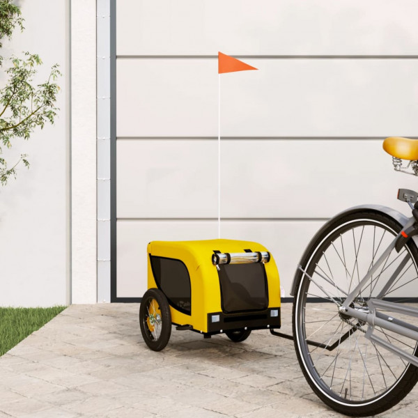 Remolque de bicicletas de cães tecido de ferro Oxford amarelo preto D