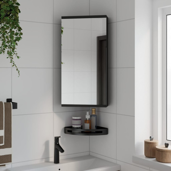 Mueble de baño de esquina con espejo negro 30x24x60 cm D