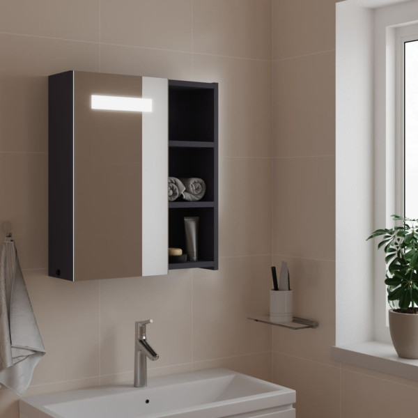 Mueble de baño con espejo y luz LED gris 45x13x52 cm D