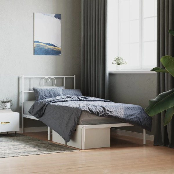 Estrutura de cama de metal com cabeçote branco 107x203 cm D