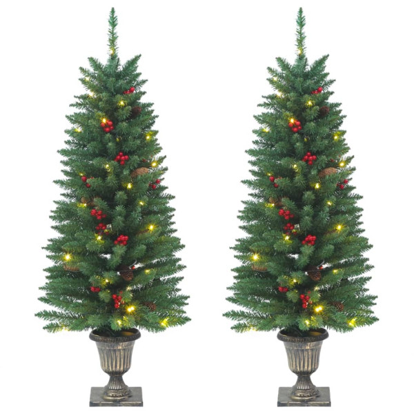 Árboles de Navidad artificiales 2 uds 100 LED verde 120 cm D