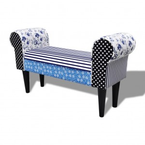 Banco patchwork azul y blanco H