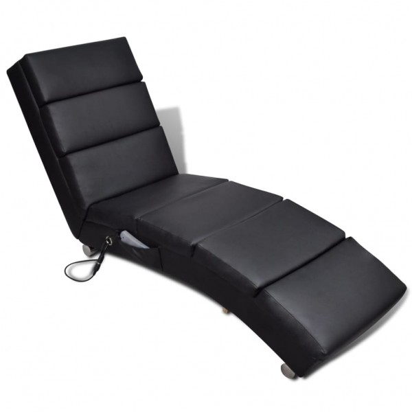 Cama de massagem reclinável de couro sintético preto D
