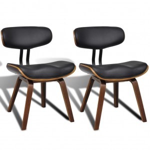 Cadeiras de jantar 2 unidades madeira curva e couro sintético D