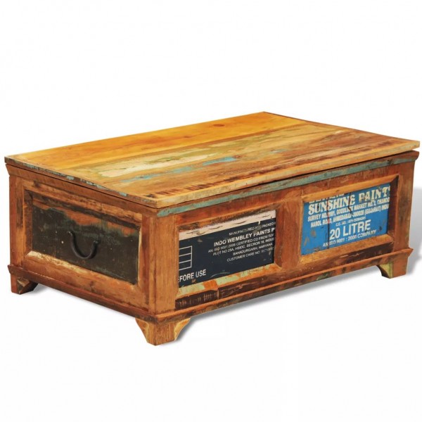 Mesa de centro vintage con almacenaje madera reciclada D