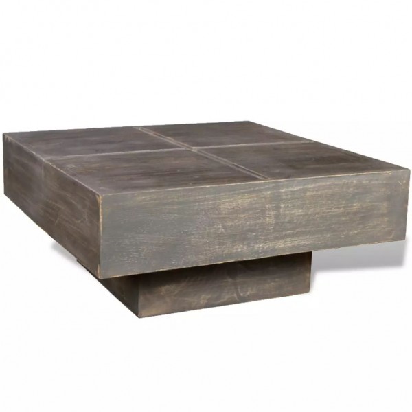 Mesa de centro quadrada de madeira maciça de mangueiro castanho D