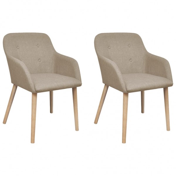 Cadeiras de jantar de tecido beige e madeira maciça de carvalho D