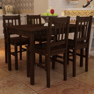 Mesa de comedor y 4 sillas madera marrón D