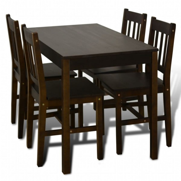 Mesa de comedor y 4 sillas madera marrón D