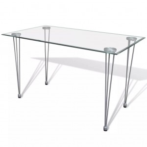 Mesa de salón comedor con superficie de vidrio transparente D