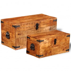 Set de cofres de almacenamiento 2 unidades madera mango rugosa D