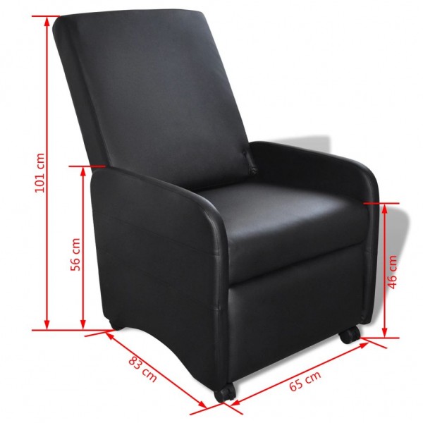 Sillón plegable de cuero sintético negro M 5