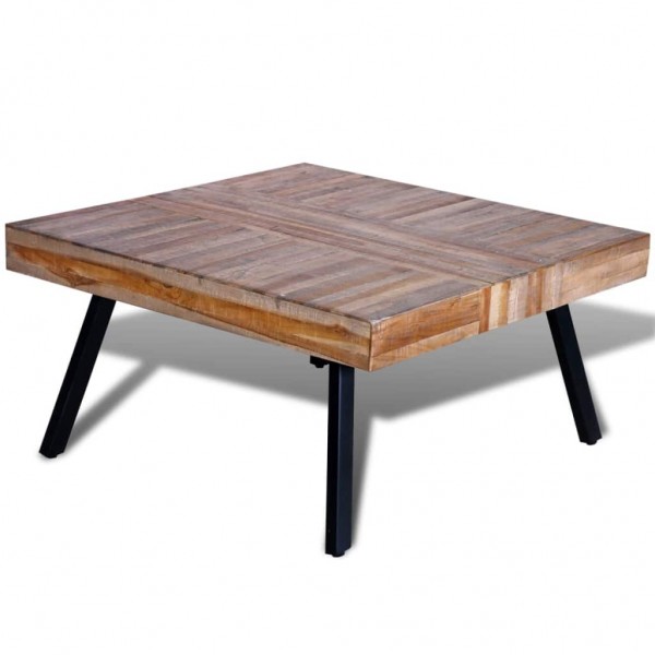 Mesa de centro cuadrada de madera de teca reciclada D