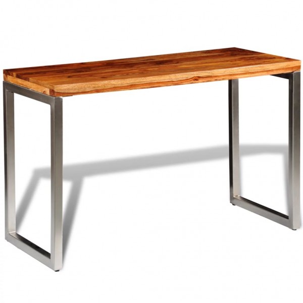 Mesa de salón o escritorio madera sheesham con patas de acero D
