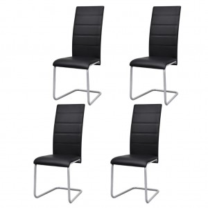 Cadeiras de jantar 4 unidades de couro sintético preto D