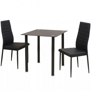 Conjunto de mesas e cadeiras de jantar de três peças preto D
