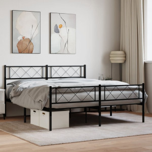 Estructura de cama con cabecero y pie metal negro 120x190 cm D