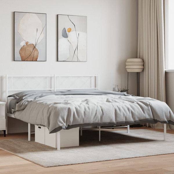 Estrutura de cama com cabeçote de metal branco 140x200 cm D
