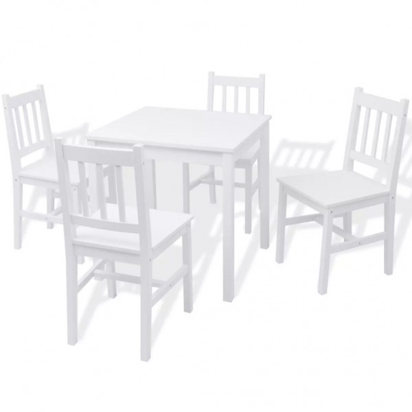 Conjunto de comedor 5 piezas madera de pino blanco D