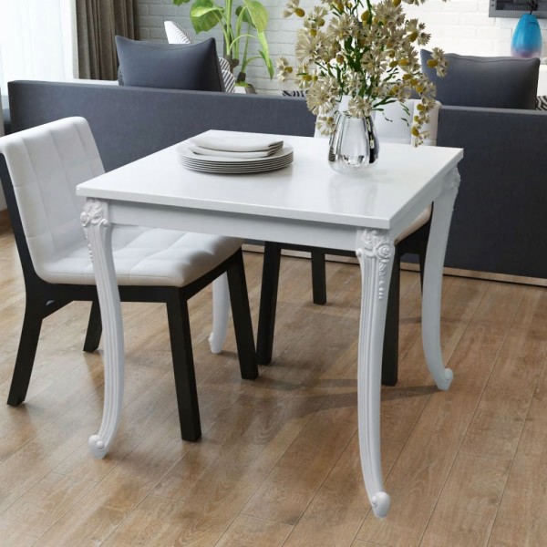 Mesa de jantar 80x80x76 cm branco brilhante D