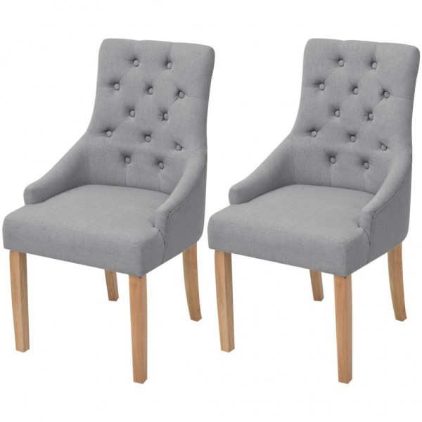 Cadeiras de jantar 2 unidades tecido cinza claro D