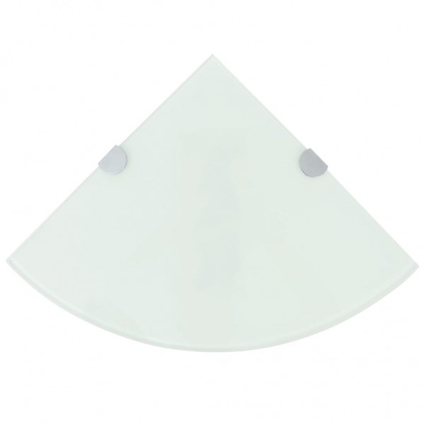 Estante de canto com suportes cromados, vidro branco 25x25 cm D