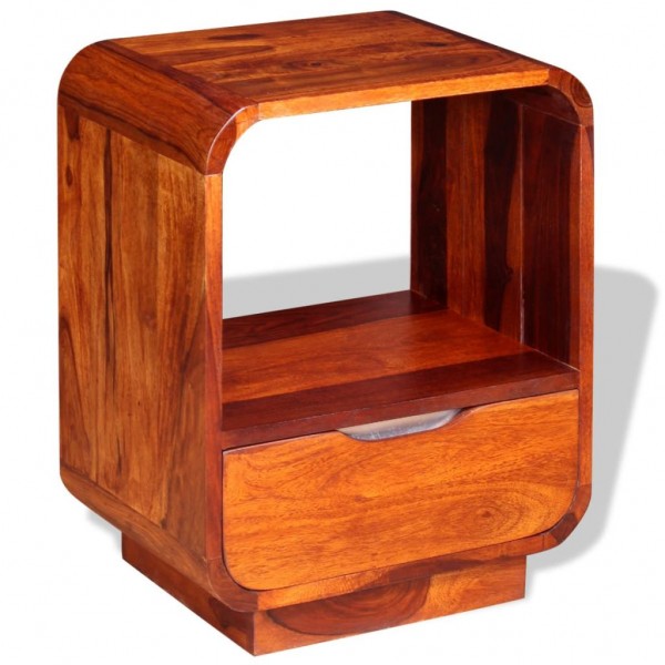 Mesita de noche con cajón de madera maciza sheesham 40x30x50 cm D