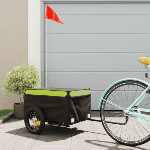 Remolque de carga para bicicleta hierro negro y verde 30 kg D
