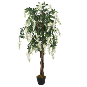 Árbol de wisteria artificial 840 hojas verde y blanco 120 cm D