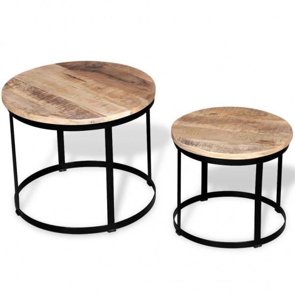 Set de mesa de centro redondas 2 uds madera de mango 40/50 cm D