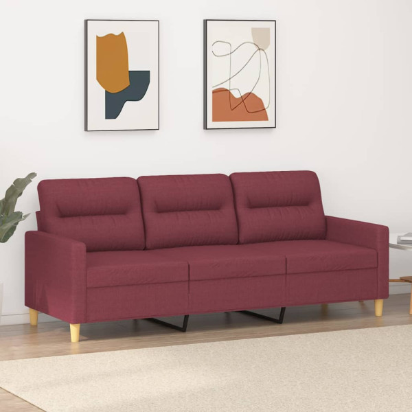 Sofá de 3 lugares em tecido vermelho 180 cm D