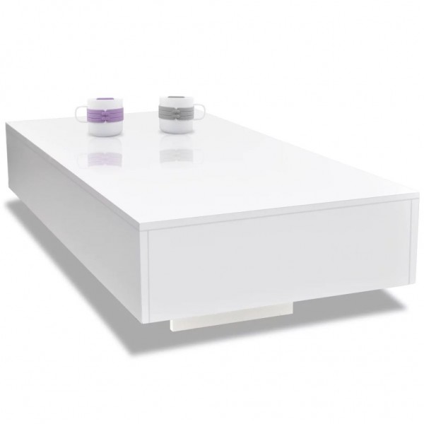 Mesa de centro rectangular de fibra de vidrio blanco brillante M 3