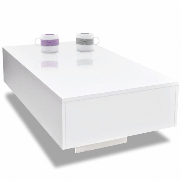 Mesa de centro rectangular blanco con brillo D