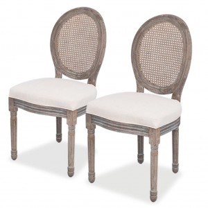 Cadeiras de jantar 2 unidades de tecido creme D